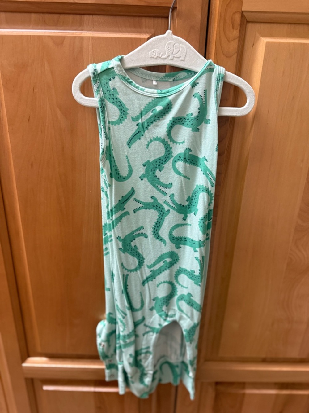 Posh peanut alligator short sleeve romper with snaps